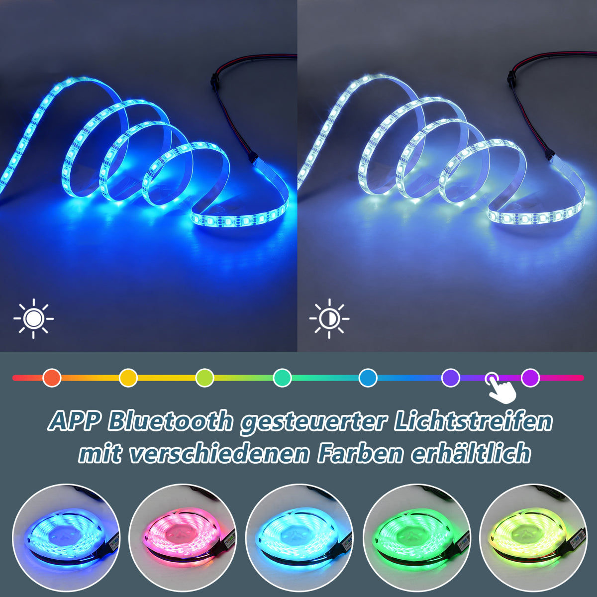 Vitrine LED App-Steuerung, 173 cm, Hochglanz Weiß, Acryl/Glas, Kippschutz