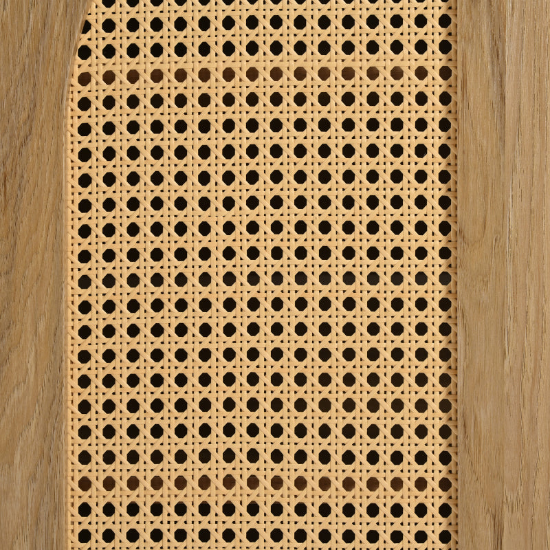 Modernes Sideboard im minimalistischen Stil 4-Rattantür, Metallgriff einfaches Buffetschrank für Esszimmer, Wohnzimmer, Küche (Naturholz)