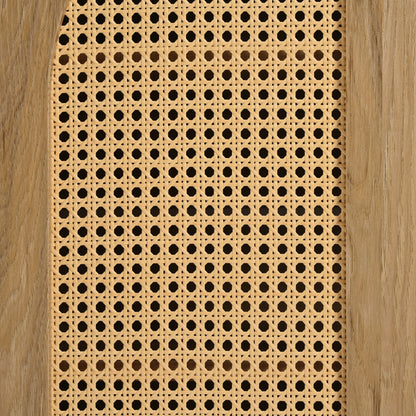 Modernes Sideboard im minimalistischen Stil 4-Rattantür, Metallgriff einfaches Buffetschrank für Esszimmer, Wohnzimmer, Küche (Naturholz)
