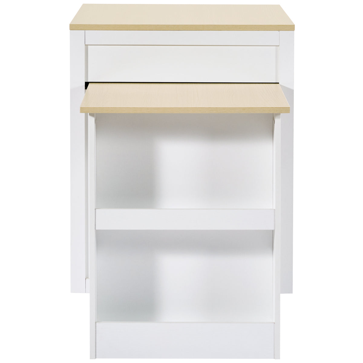 Bartisch ausziehbar 133-202cm, Kücheninsel mit Marmor-Optik & Stauraum, Esstisch für 2-6 Personen, Küchenwagen mit Schubladen & Regalen, Weiß