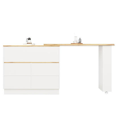 (N620P20771617W)Um 360° drehbare Essbar (Hauptkörper 90 x 45 x 100 cm), modernes, einfaches, multifunktionales, drehbares Sideboard mit Ablageflächen und Glas, geeignet für Küchen und Restaurants