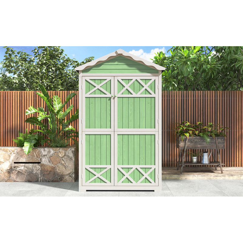 Outdoor Holz Gartenmöbel Aufbewahrungsschuppen, Werkzeughaus für Garten, Terrasse, verblassungsfrei, wetterfest, sicher und geschützt, wartungsfrei, umweltfreundlich, grün