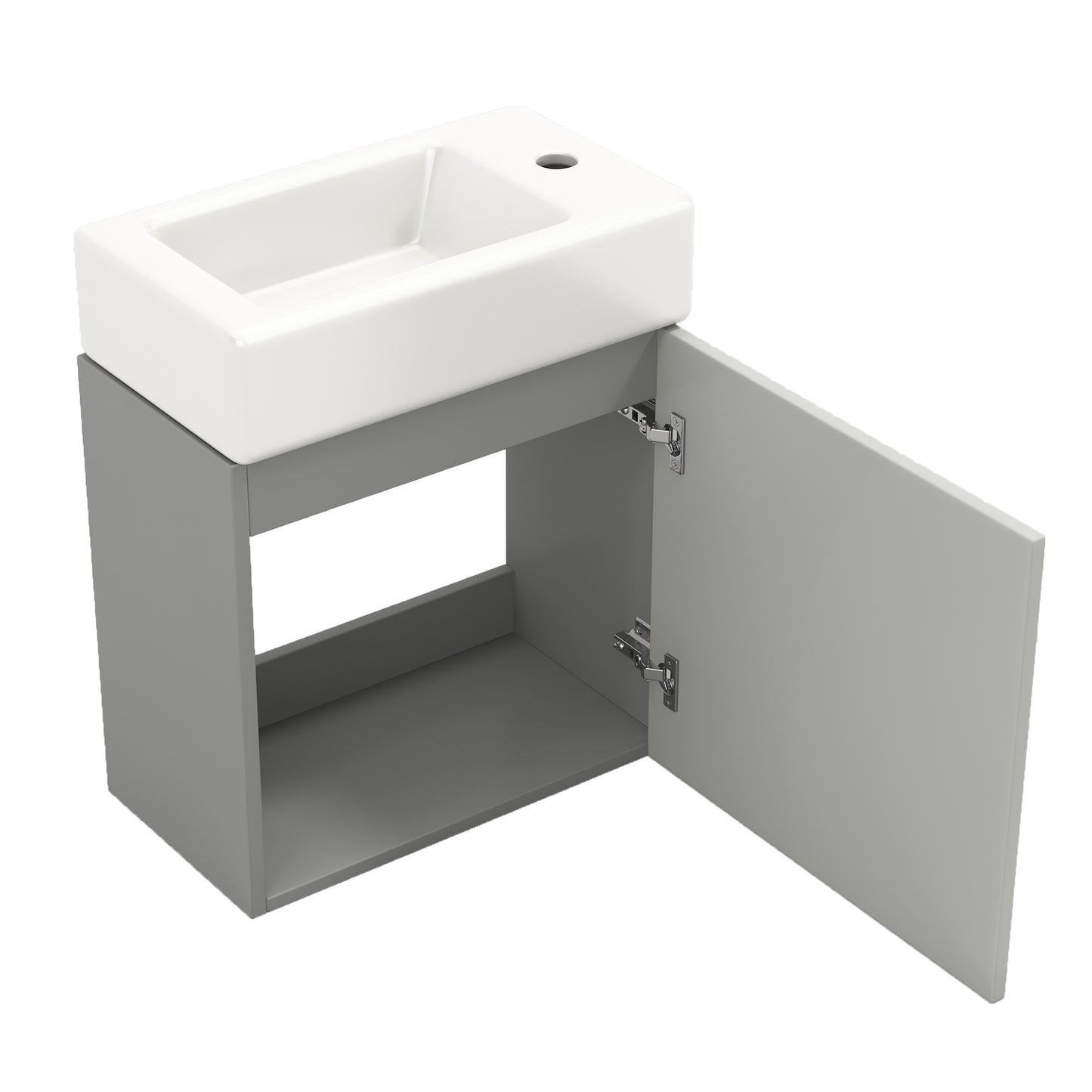 Badezimmermöbel Waschbecken mit Waschtischunterschrank 55 cm , Waschtischunterschrank hängend weiß , Kleine Gästebadmöbel
