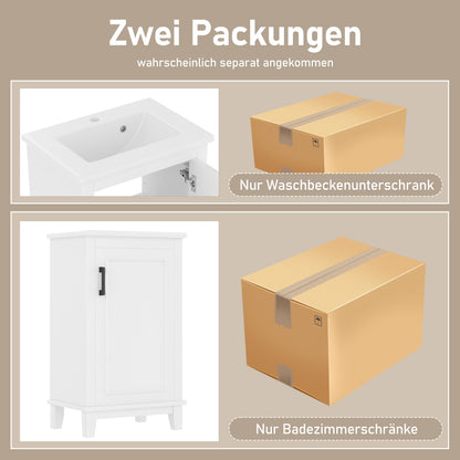51x34x83cmBodenstehender Badezimmerschrank, Waschtisch, Waschtisch,komplett lackiert, Türregale, verstellbare Regale, integriertes Keramikwaschbecken, geeignet für kleine Räume, weiß