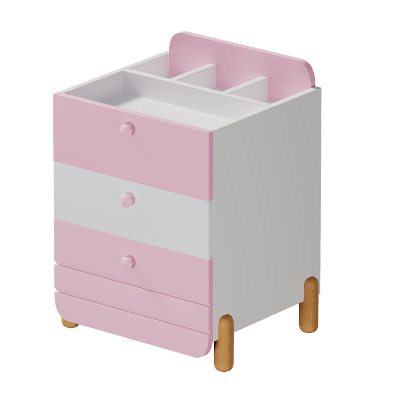 Nachttisch mit 3 Schubladen mit Einlegeböden, Geräuschloses Schubladendesign, Exquisite Holzfarbene Füße, Stauraum im Wohn- und Schlafzimmer, Einzigartige Form und Minimalistisches Design, Rosa