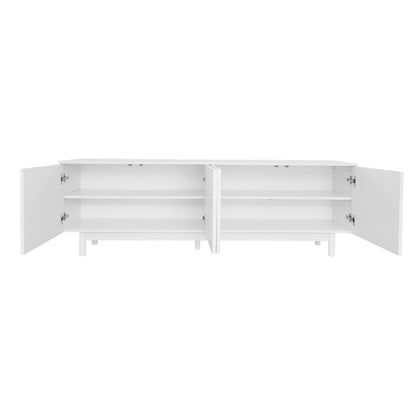 Moderner weiß TV-Schrank – 175 x 38 x 56 cm, verstellbare Einlegeplatten, Leichte Lowboard-TV-Möbel im Luxusstil