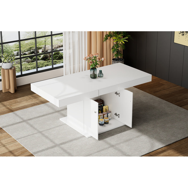 Ausziehbarer Esstisch, L140/180*W80*H76cm, Weiß