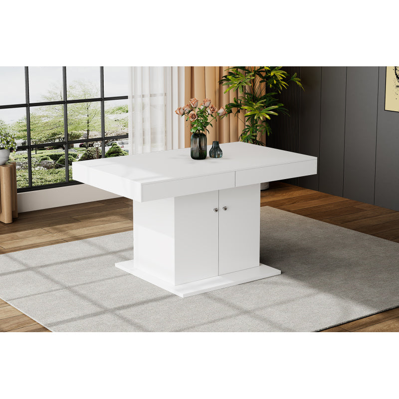 Ausziehbarer Esstisch, L140/180*W80*H76cm, Weiß