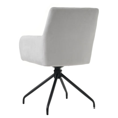 2er Set 360° Drehbarer Esszimmerstühle mit Rautenmuster,Gepolsterter Sessel mit 4 Metallbeinen,Moderner Lounge-Stuhl,Wohnzimmerstuhl für Shlafzimmer,Arbeitzimmer,Lendenwirbelstütze,Samt,Grau