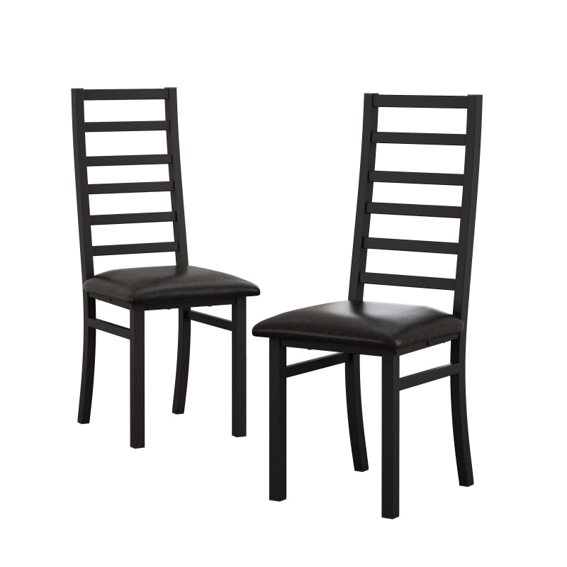 Metal Dining Chairs Set of 2, Steel Legs and PU Leather Seats, High Back Armless Dining Chairs, for Kitchen, Living Room, Black