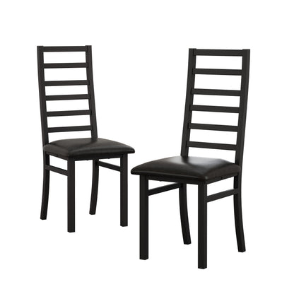 Metal Dining Chairs Set of 2, Steel Legs and PU Leather Seats, High Back Armless Dining Chairs, for Kitchen, Living Room, Black