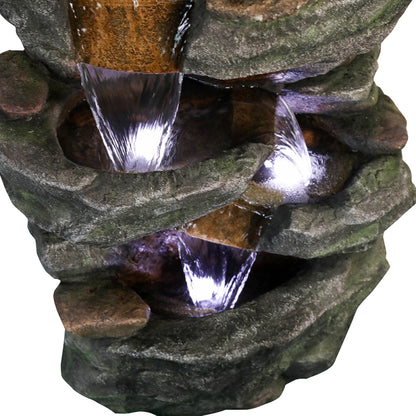 40.5inches High Rocks Outdoor Water Fountain with LED Lights