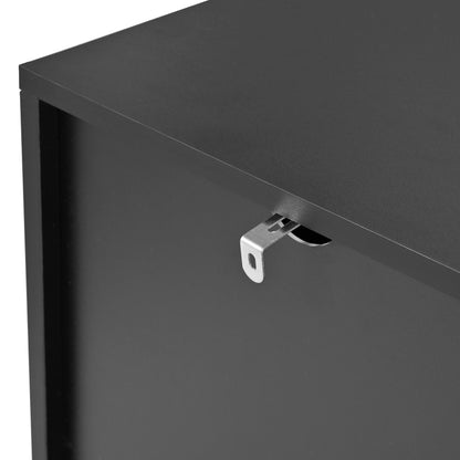 Sideboard mit vier Türen, Metallfüßen, TV-Schrank, Kleiderschrank,  geradliniges Design mit Metalllinien-Dekor, Schwarz+Golden