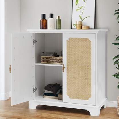 Sideboard, Buffet, Weinschrank mit Rattan-Deko Türen, Schrank für Flur, Eingangsbereich und Wohnzimmer