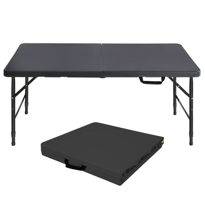 180cm Portable Heavy Duty Folding Table with Handle, Foldable Table, Multi-Functional Fold up Table for Camping Picnic Parties Indoor/Outdoor, Capacity Weight 135KG (White)