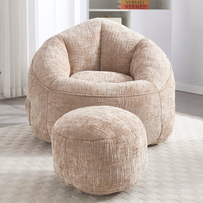 Sitzsack Sofa Stuhl für Erwachsene mit Fußstütze, Khaki