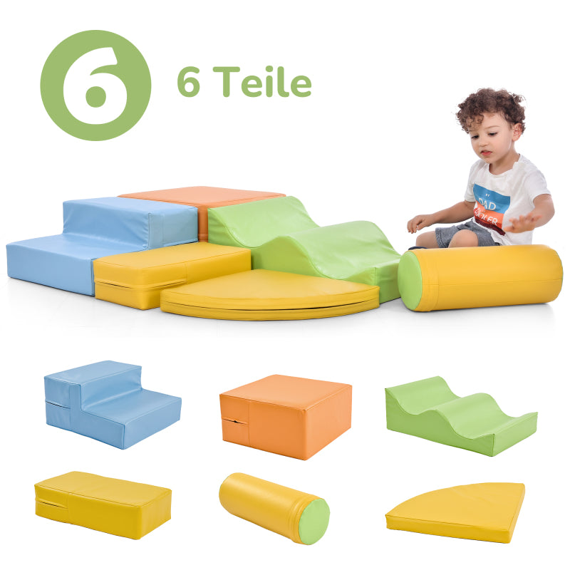 6 TLG Riesenbausteine zum Toben & Klettern Großbausteine für Kinder. Treppe und Rutsche für Kinder - Spielzeug zum Klettern, Rutschen und Krabbeln. im Vorschulalter & Babys Softbausteine, bunt.