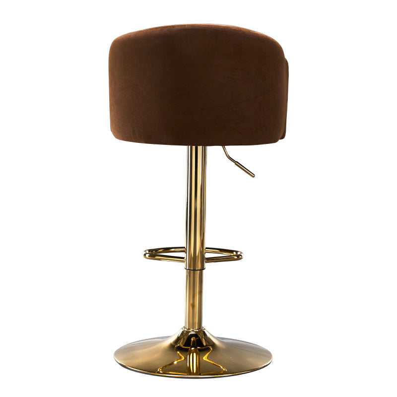 Moderner drehbarer höhenverstellbarer Barhocker, moderner Barhocker für Küche, Bar und Restaurant Theken, Hubhocker mit Rückenlehne und goldener Fußstütze (brown.Set of 2)