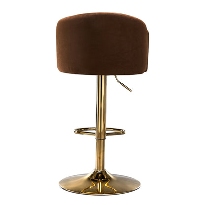 Moderner drehbarer höhenverstellbarer Barhocker, moderner Barhocker für Küche, Bar und Restaurant Theken, Hubhocker mit Rückenlehne und goldener Fußstütze (brown.Set of 2)