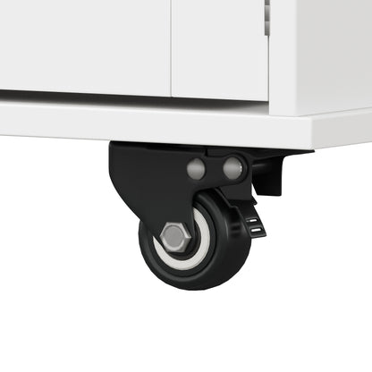 Küchenwagen, herausnehmbarer Speisewagen mit klappbarer Tischplatte, Schranktür mit Snack-Regal, verstellbare Trennwände, 1 Schublade, 4 Räder (2 feststellbar), weiß (105,5*40-60*83cm)