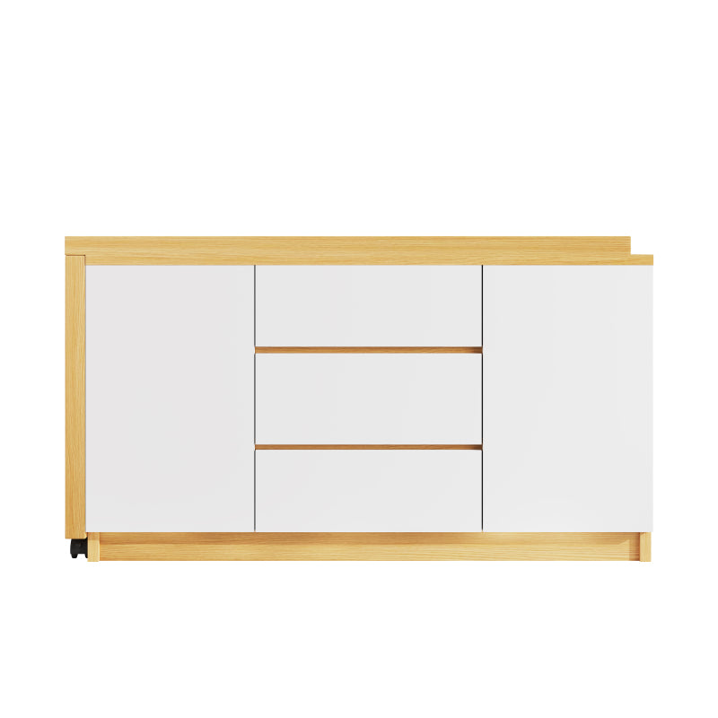 Schreibtisch mit feststellbaren Rollen – multifunktionales Design, 4 cm dickere, drehbare Tischplatte, fest arretierbar, weiß/Eiche, Faltbarer Schreibtisch, Eckschreibtisch, Sideboard,Dicke Materialie