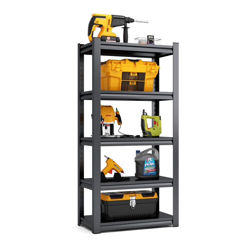 H160cm 5-Etagen Metallregal 650kg Tragkraft,Industrielles Schwerlastregal aus Stahl,Höhenverstellbar für Garage, Lager & Haushalt,Holzfreies Design, kratzgeschützt, H160cm × B80cm × T40cm