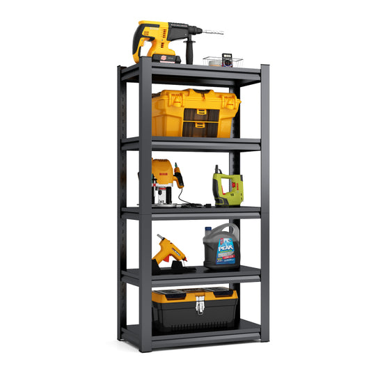 H160cm 5-Etagen Metallregal 650kg Tragkraft,Industrielles Schwerlastregal aus Stahl,Höhenverstellbar für Garage, Lager & Haushalt,Holzfreies Design, kratzgeschützt, H160cm × B80cm × T40cm