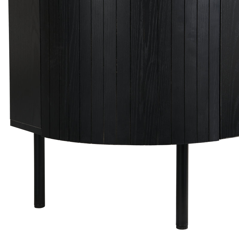 Moderner Bogenförmiger Sideboard mit verstellbaren Regalen und Metallbeinen, ideal für Wohnzimmer und Esszimmer (Schwarz)