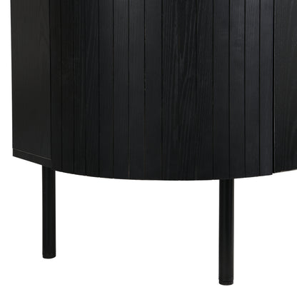 Moderner Bogenförmiger Sideboard mit verstellbaren Regalen und Metallbeinen, ideal für Wohnzimmer und Esszimmer (Schwarz)