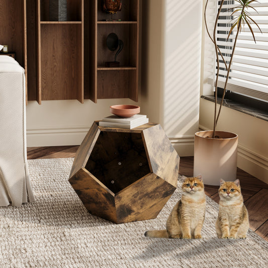 66CM Modern Pet Furniture Cat Carrier Side Table MDF Multi-Purpose Furniture Antique Wood Color