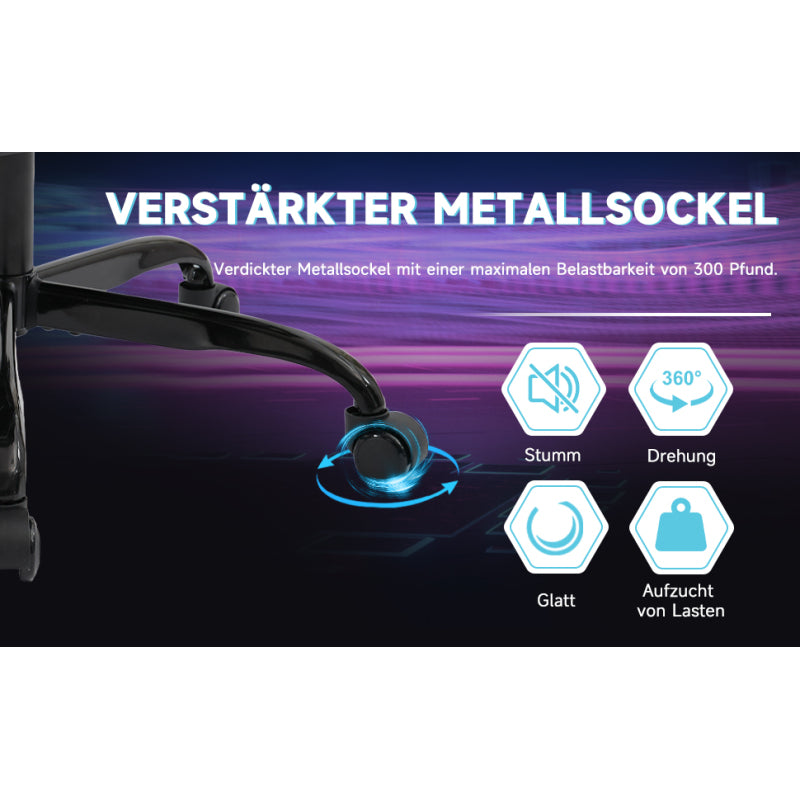 Gaming Stuhl Computerstuhl Ergonomischer Gaming Chair mit Fußstütze Bürostuhl Ergonomischer Computerstuhl mit Lendenwirbelstütze Bluewhite