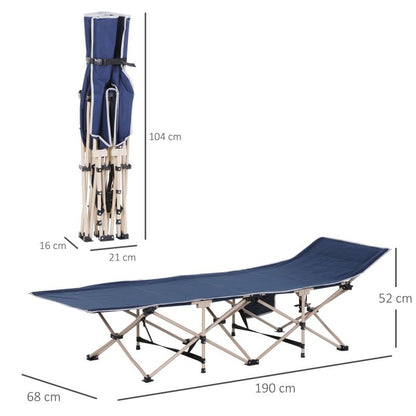 Feldbett Faltbares Campingbett mit Aufbewahrungstasche, Stahl & Oxford, Blau, 190x68x52cm