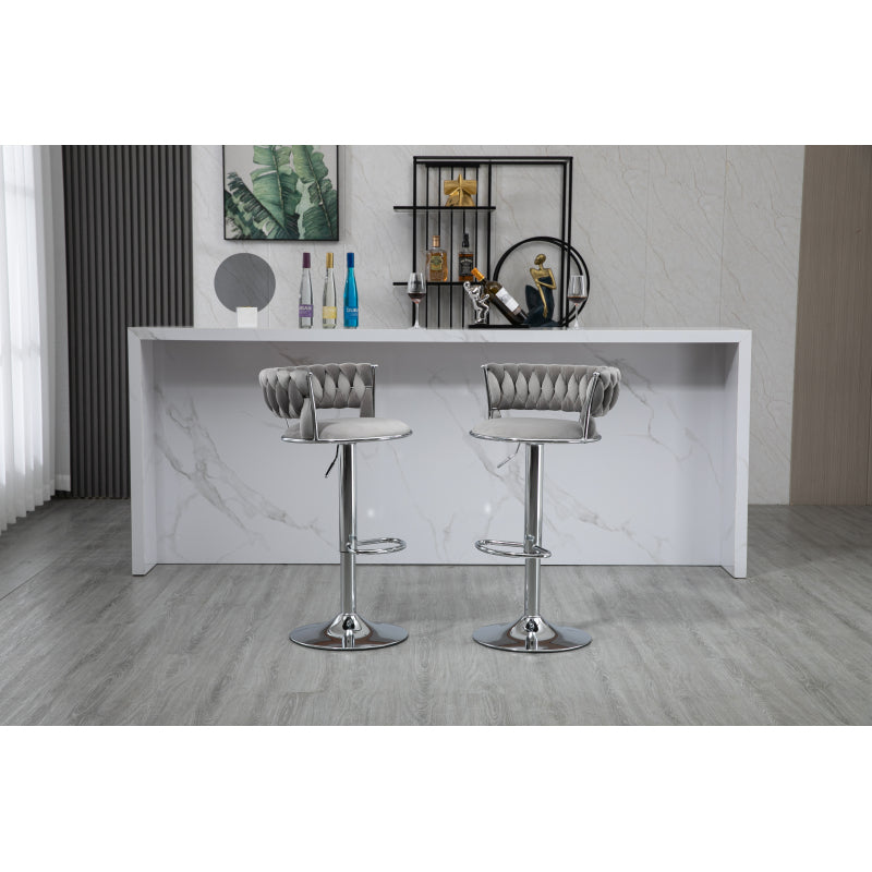 COOLMORE 360 Grad drehbare Barhocker 2 Stück Set höhenverstellbare Stühle mit Fußstütze für Küche, Esszimmer, Insel, Bar, Weinkeller, Büro, Wohnzimmer, Wohnzimmer, Silber, Modern Style, High-End Style