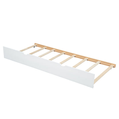 Etagenbett, Baumhausbett mit Schubladen und Ausziehbett, Mit Ausziehtisch, Reichlich Stauraum, Holzbett mit Fenster, Rahmen aus Kiefer, Graffiti-Tafel, Kiefer+MDF, weiß+Natur, 90x200&90*190cm