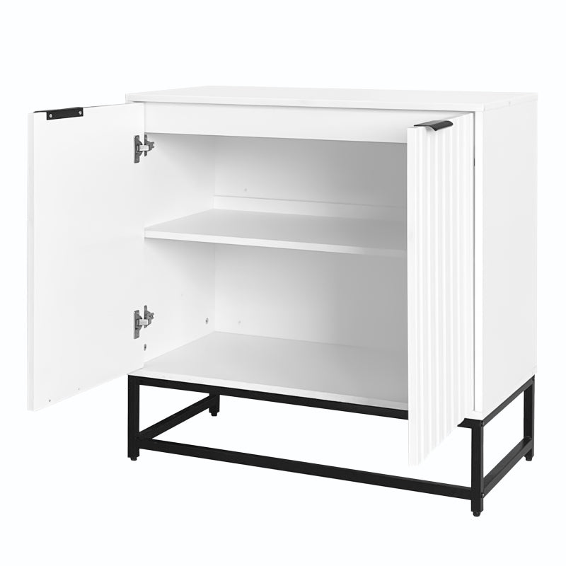 Moderne Sideboard Kommode mit 2 Türen in Vakuum-Formgebung, Standschrank Lagerung Schrank mit Metallgriffen und Rahmenbeinen, geeignet für Wohnzimmer, Flur und Esszimmer