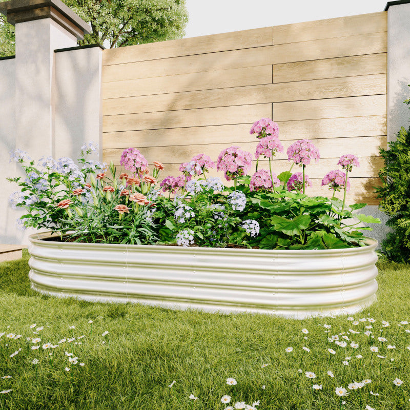 Hochbeet aus Metal Verzinkte Pflanzer erhöhte Gartenbett-Kit, Gartenbetten für im Freien für Gemüse, Blumen und Kräuter, Heavy Duty, rostbeständig, einfache Montage, 1pcs 8x4x1ft