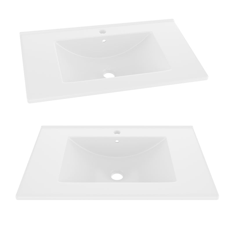 76 x 46 x 78.5cm Bodenstehender Badezimmerschrank, Waschtisch,komplett lackiert, Doppeltürregale, geräuschlose Schubladen, Regale auf beiden Seiten, integriertes Keramikwaschbecken, blau