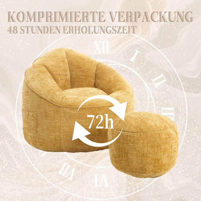Sitzsack Sofa Stuhl für Erwachsene mit Fußstütze, Gelb