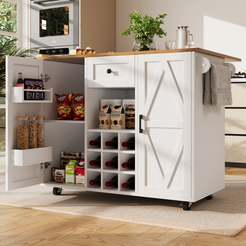 Moderne Kücheninsel, Küchenschrank, buffetschrank, Speisewagen mit Holzmaserung, buffetschrank, Multifunktionale Esstisch mit Speicherraum, Speisewagen mit Snackregalen und Stretchfunktionsschränken