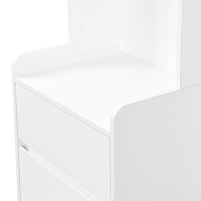 Flurgarderobe mit gepolsterter Aufbewahrungsbank, multifunktionaler Flur-Schuhschrank mit Stecktafel, moderne Garderobe mit 4 Haken für Eingangsbereich, Waschküche, Weiß,H180/B100/T35 cm