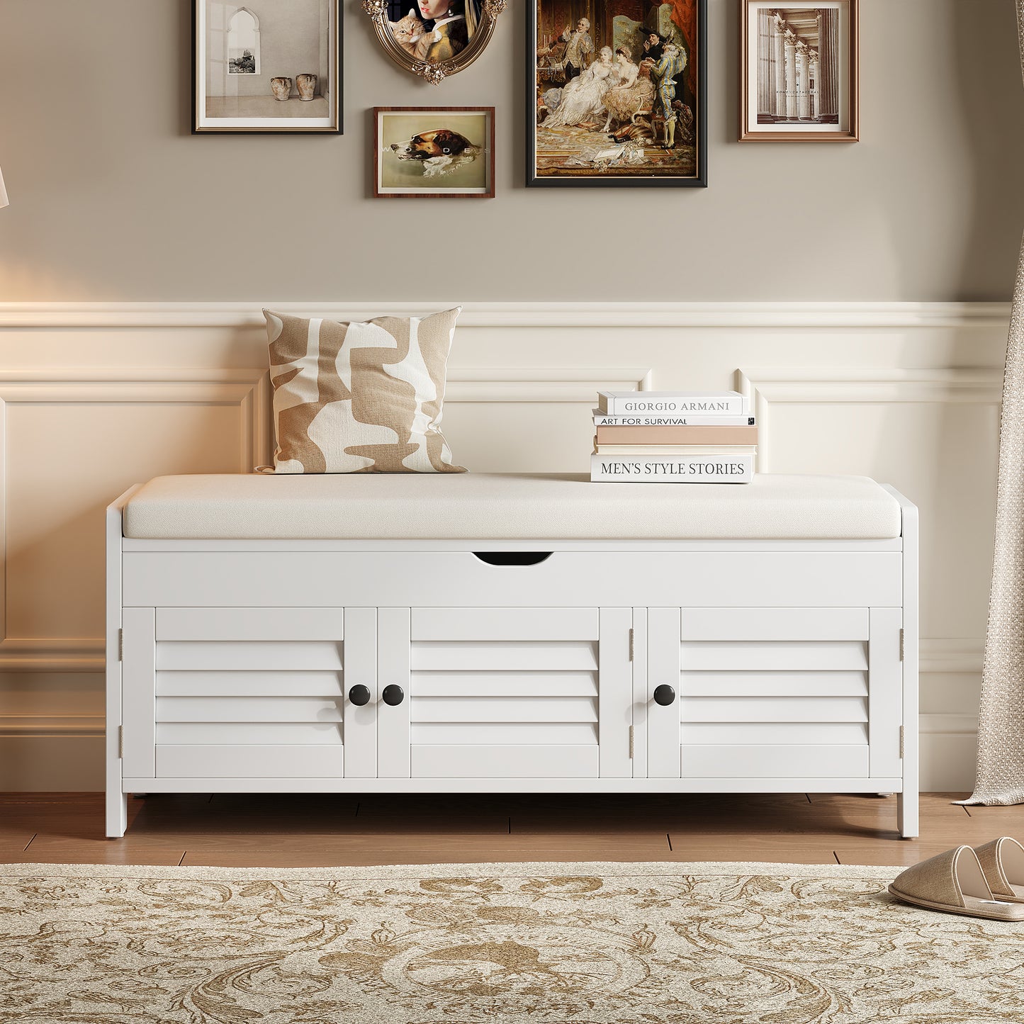 Moderne schuhbank mit sitzfläche, Eingangsbereich, Wohnzimmer, flurmöbel, Weiß
