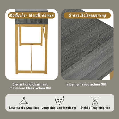 Konsolentisch,Flurtisch mit 2 Schublade ,Leichter Luxus-Stil Beistelltisch, Grau/Gold