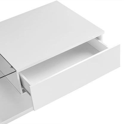 Couchtisch, Hochglanz-Weiß. Beistelltische, Couchtische mit Glas und LED-Effekt