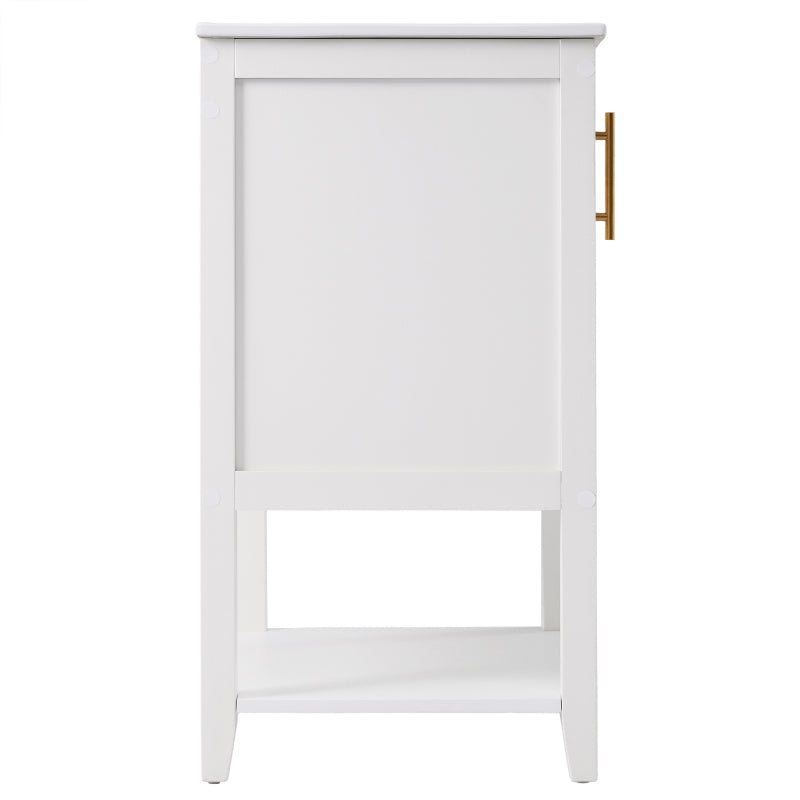 Badmöbel Einzelwaschtisch,Waschtischunterschrank 60 cm mit Keramikwaschbecken,mit Ablage,weiß