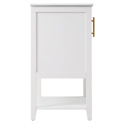 Badmöbel Einzelwaschtisch,Waschtischunterschrank 60 cm mit Keramikwaschbecken,mit Ablage,weiß