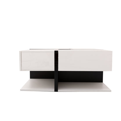 Hochglanz-Couchtisch, Tisch mit 4 Schubladen, einzigartige Farbabstimmung und Liniendesign, Stauraum unten. 78*78*36cm