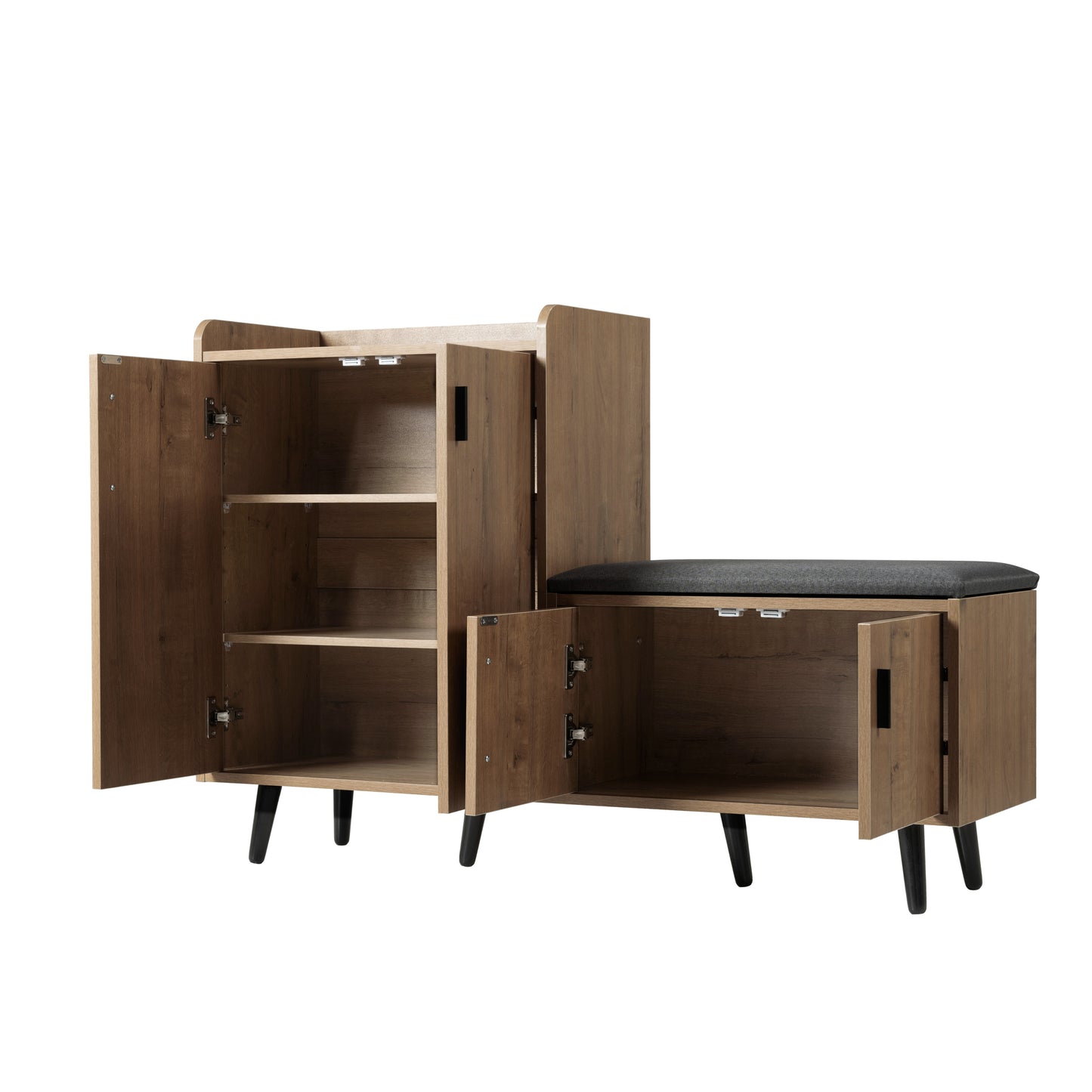 Moderner Schuhbänke mit Holzmaserung, Schuhschrank