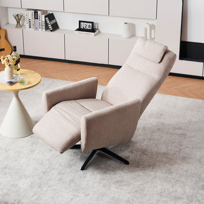 Bequemer Relaxsessel mit Liegefunktion – Chenille Fernsehsessel mit Fußstütze, drehbarer Stillsessel & Loungesessel für Wohnzimmer, modernes Sofa, Grau