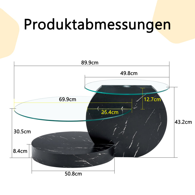 Moderner minimalistischer gehärteter Glas-Couchtisch, mehrschichtiges Design, mit schwarzen Textur-Aufklebern