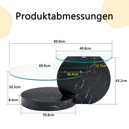 Moderner minimalistischer gehärteter Glas-Couchtisch, mehrschichtiges Design, mit schwarzen Textur-Aufklebern